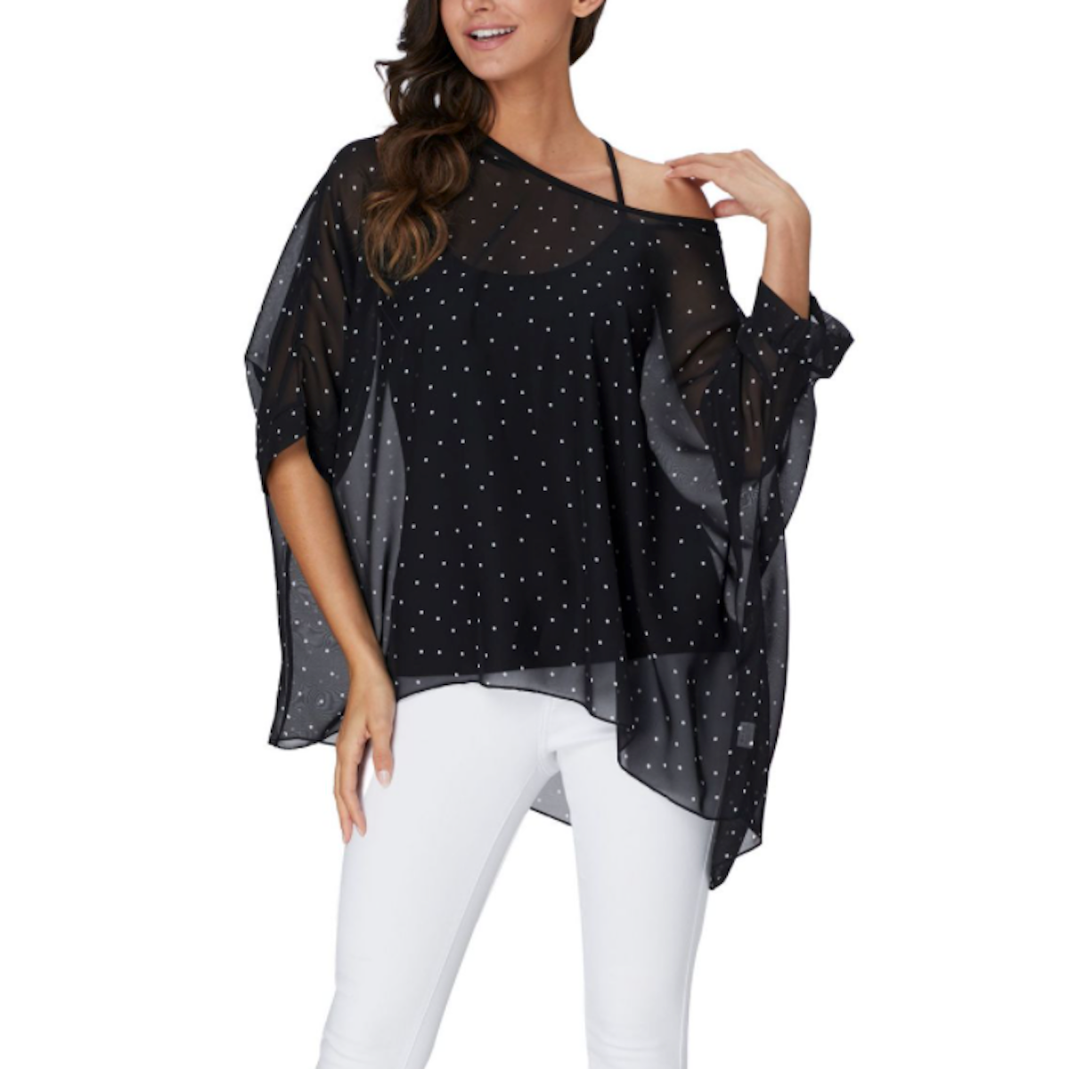 Polkadot Chiffon Tunic Top