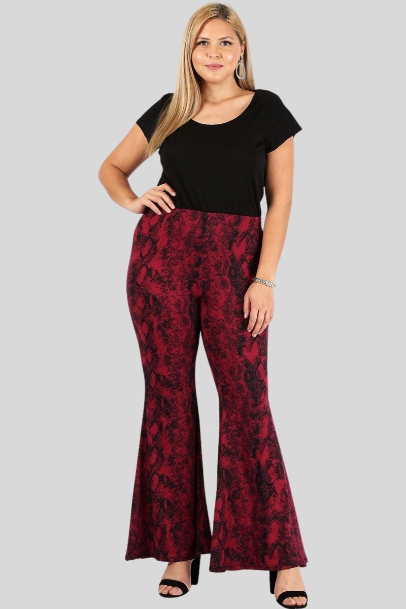 Print, High Waist, Flared Bottom Pants