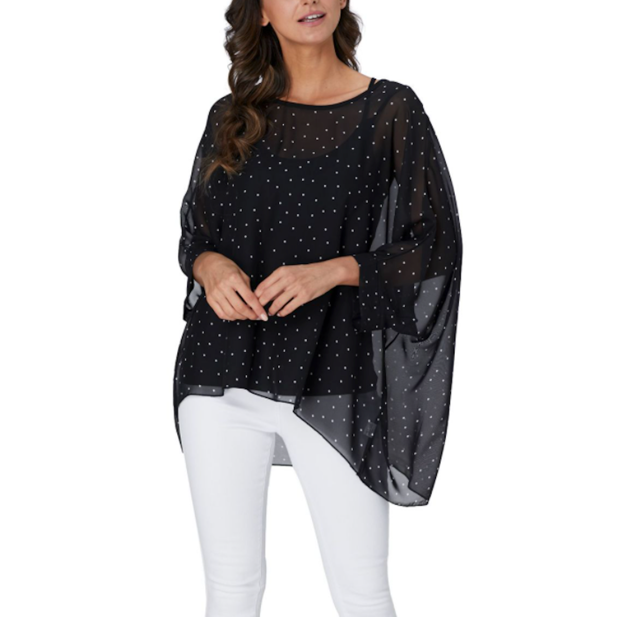 Polkadot Chiffon Tunic Top