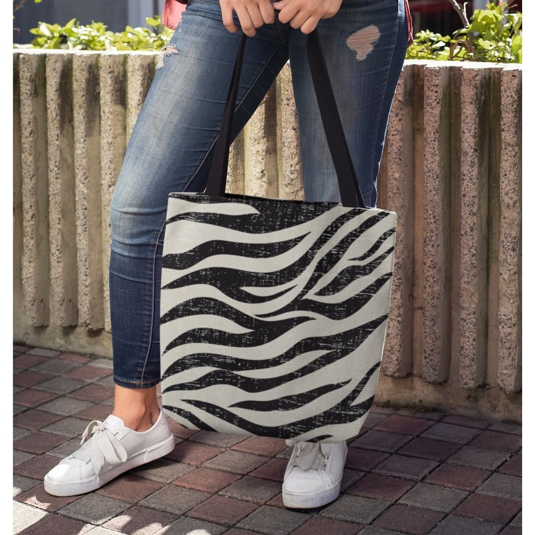 Double Sided Zebra Print Beach Shopper Tote Bag Medium