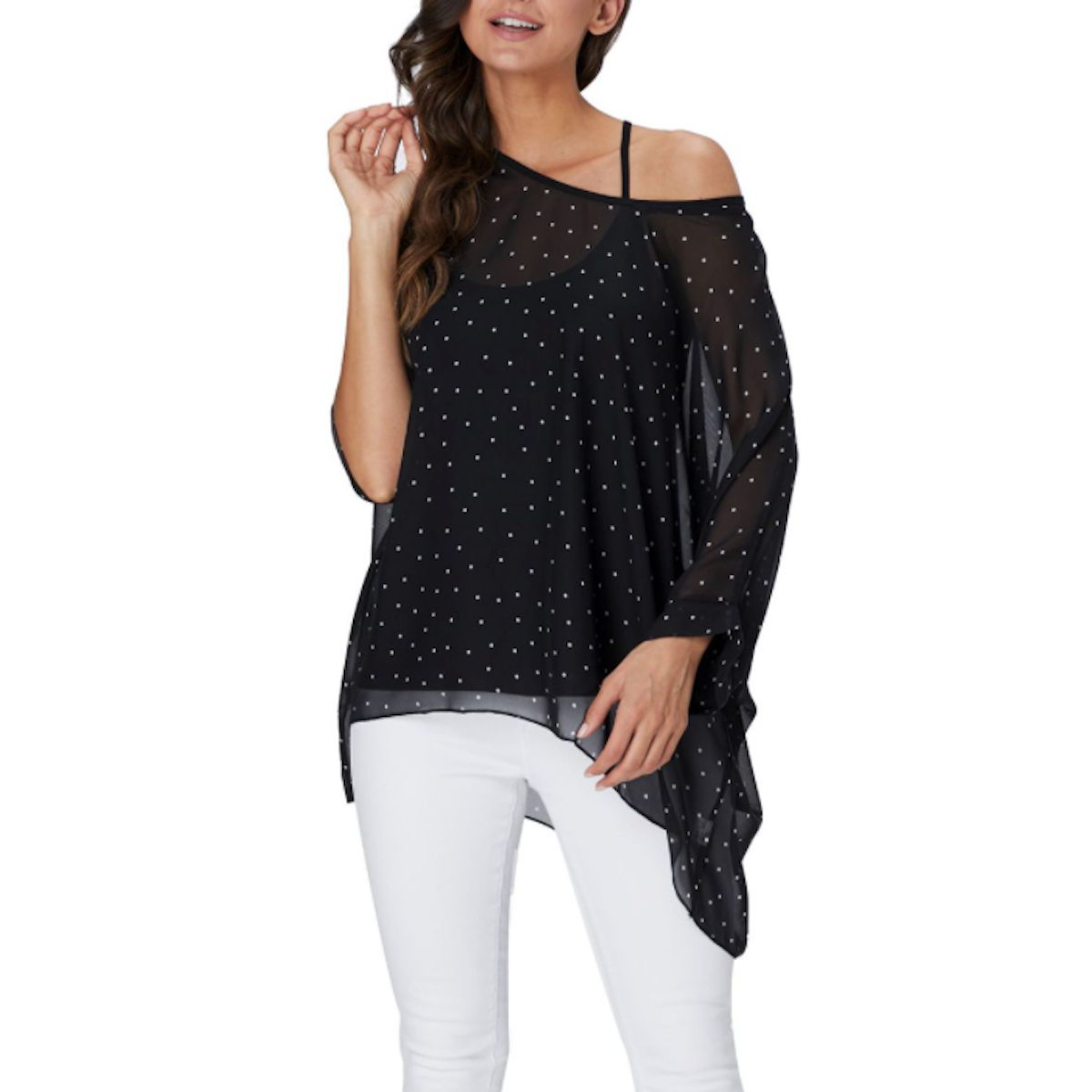 Polkadot Chiffon Tunic Top